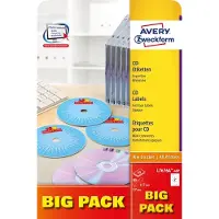 Avery-Zweckform L7676A-40P CD-etiketten Ø 117 mm Papier Wit 80 stuk(s) Permanent hechtend Laser (kleur), Laser (zwart/wit), Kopiëren (kleur), Kopiëren
