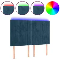 vidaXL Hoofdbord LED 144x5x118/128 cm fluweel donkerblauw