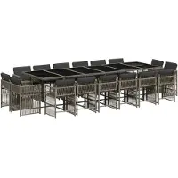 vidaXL 17-delige Tuinset met kussens poly rattan grijs