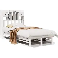 vidaXL Bed met boekenkast zonder matras grenenhout wit 90x200 cm