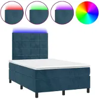 vidaXL Boxspring met matras en LED fluweel donkerblauw 120x190 cm
