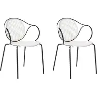 Beliani IKARIA - Set van 2 tuinstoelen - Gebroken wit/Zwart - Staal