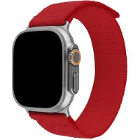 FIXED Nylon Sport Band voor Apple Watch Ultra 49mm / Ultra 2 / Ultra 3 – Ademend Nylon – Klittenbandsluiting – Rood