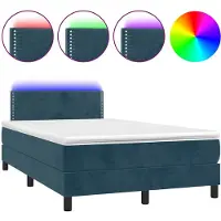 vidaXL Boxspring met matras en LED fluweel donkerblauw 120x190 cm