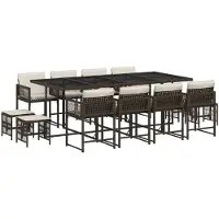 vidaXL 13-delige Tuinset met kussens poly rattan bruin