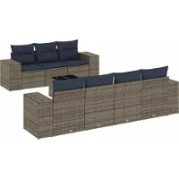 vidaXL 8-delige tuinbankset met kussens, grijs polyrotan