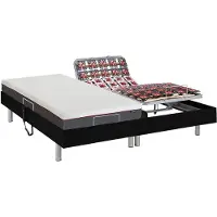 Vente-unique Elektrisch relaxbed met matras met vormgeheugen ATRIDE van DREAMEA - OKIN-motoren - zwart - 2 x 80 x 200 cm