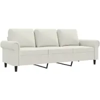 vidaXL Driezitsbank 180 cm fluweel crèmekleurig