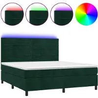 vidaXL Boxspring met matras en LED fluweel donkergroen 160x200 cm
