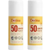 Derma Sun - Zonnestick SPF50 2 x 18 ml - Waterbestendige Zonbescherming - UVA en UVB Bescherming - Voor Neus, Oren en Nek - Parfumvrij - AllergyCertified