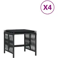 vidaXL Tuinkrukken 4 st met kussens 41x41x36 cm poly rattan zwart