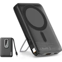 Drivv. Powerbank 10.000 mAh geschikt voor MagSafe met USB C Kabel - 3 in 1 Ontwerp - 22.5W Draadloze Powerbank - Inclusief 60W Oplaadkabel - Snellaadfunctie - USB & USB C - Zwart