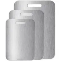 AoraKitchen Snijplank RVS - Set 3 Stuks - Snijplanken - Vaatwasserbestendig - Titanium Gestabiliseerd