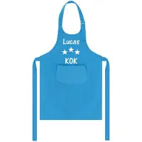 Kariban Mijncadeautje - Kinderschort met naam - blauw - 3 sterren kok - met eigen naam naar keuze