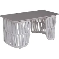 Mendler Loungetafel -P90, tuintafel balkontafel outdoor, touwvlechtwerk Rope Sintersteen 43x90x45cm ~ lichtgrijs, blad grijs