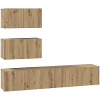 vidaXL Tv-meubelset 4 st Artisanaal eiken Bewerkt hout