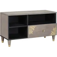 vidaXL TV Kast met lade Grijs 80 x 33 x 46 cm Massief Mango Hout