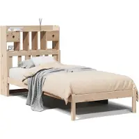vidaXL Bed met boekenkast zonder matras massief grenenhout 90x190 cm