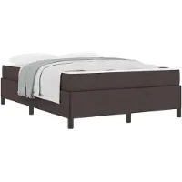vidaXL Boxspring bed Donkerbruin 140 x 190 cm Stof