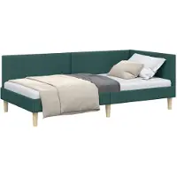 vidaXL Hoek Bed Frame Donkergroen 90 cm x 190 cm Stof en multiplex
