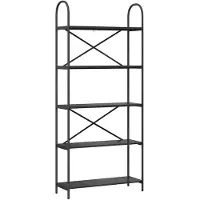 vidaXL Boekenplank 5-laags 80 x 30 x 183 cm Bewerkt hout Zwart Eiken