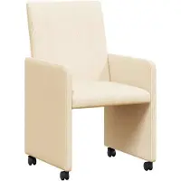 vidaXL Eetkamerstoelen met wielen 2 st Katoenen stof Crème