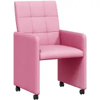 vidaXL Eetkamerstoelen met wielen 2 st Stof Roze 58 x 65 x 94 cm