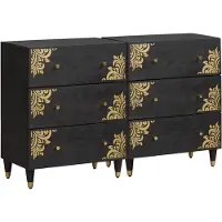 vidaXL Dressoir 2 st 60 x 33 x 75 cm Massief Mango Hout Zwart