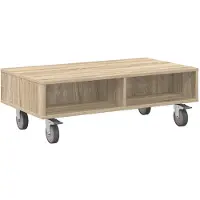 vidaXL Bijzettafel met wielen Sonoma Eik 90 x 50 x 30 cm Bewerkt hout