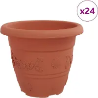 vidaXL Ronde Bloempot 24 st Baksteenrood Ø 22 x 18 cm Kunststof