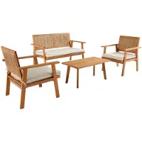 Sweeek Tuinset van hout en verticale rotan BOHEMIA voor 4 personen