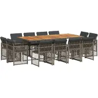 vidaXL 13-delige Tuinset met kussens poly rattan grijs