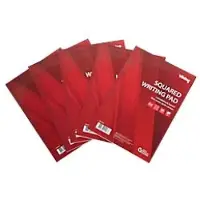 Viking Notitieblok A5 Geruit Gelijmd Bovengebonden Papier Soepele kaft Rood Geperforeerd 100 Pagina's 5 Stuks