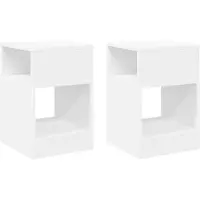 vidaXL Bijzettafel 2 st Wit 30,5 x 30 x 45 cm Bewerkt hout