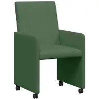 vidaXL Eetkamerstoelen met wielen 2 st Katoenen stof Grijs groen