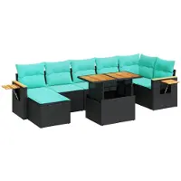 vidaXL 8-delige Loungeset met kussens poly rattan acacia grijs