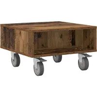 vidaXL Bijzettafel met wielen Oudhout 50,5 x 50 x 30 cm Bewerkt hout
