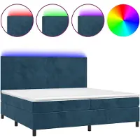 vidaXL Boxspring met matras en LED fluweel donkerblauw 200x200 cm