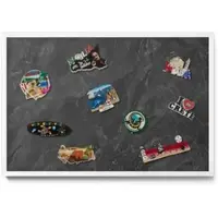 Tulup Magneetbord met Witte Frame - Grijs Magneetbord met Ontwerpen - 60 cm x 40 cm - Donkere stenen structuur - Magnetisch Bord Kindvriendelijk - Memobord Magnetisch - Magnetisch Bord Rechthoekig