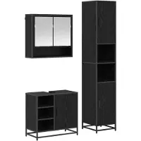 vidaXL Badkamermeubel Set 3 st Zwart Eiken 35 x 37,5 x 188,5 cm