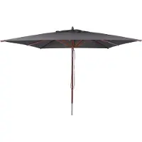 Mendler Horeca houten parasol -C57b, tuinparasol, polyester/hout 17 kg, vierkant 3x3 m, met trekkoord, schokbestendig ~ antraciet