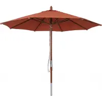 Mendler Horeca-parasol van hout -C57b, tuinparasol, polyester/hout 14 kg, rond Ø 3 m, met trekkoord, schokbestendig ~ terracotta
