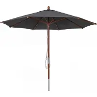 Mendler Gastronomie houten parasol -C57b, tuinparasol, polyester/hout 14 kg, rond Ø3 m, trekkoord, schokbestendig ~ antraciet