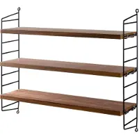 String Pocket Schap Walnoot / Zwart - Rekkensysteem (modulair) Gepoedercoat Staal Black - SP5015-04-13