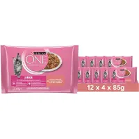 Purina One Junior Kittenvoer nat met zalm & wortelen, (12 x 4 x 85g)