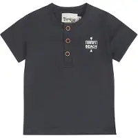 Dirkje T-shirt met backprint donkerblauw Jongens Stretchkatoen Henleykraag - maat 92
