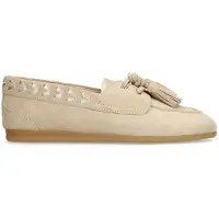 Manfield Beige suède loafers met kwastjes | Maat 39