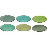 Cookinglife Dinerborden Delice Groen – Set Van 6 Ø 26,5 cm Aardewerk – Vaatwasser-, Magnetron- & Ovenbestendig – Unieke Gelaagde Groentinten