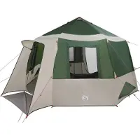 vidaXL Cabin Tent 12-Person 10-persoons Groen en Wit