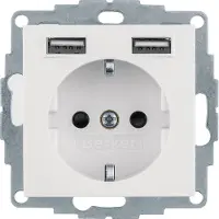 Berker Stopcontacten, SCHUKO/USB wandcontactdoos S.1 48031909 poolwit mat